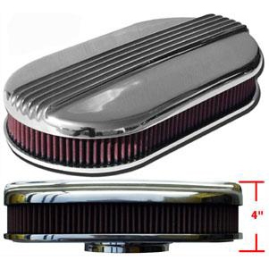 MOON OVAL FINNED AIR CLEANER ALUM POLISH SINGLE 4BBL 15X8X3