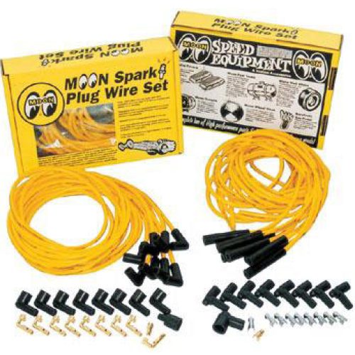 MOON YELLOW SPARK PLUG WIRESETSTRAIGHT END-MOONEYES LOGO