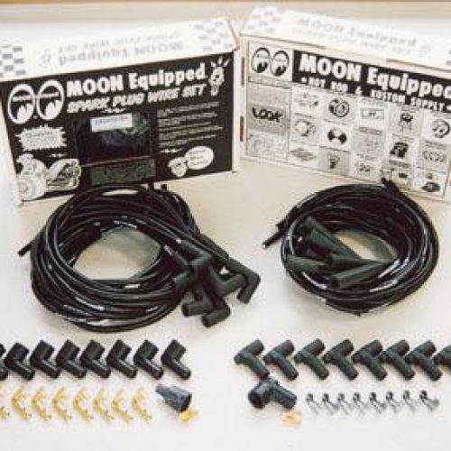MOON BLACK SPARK PLUG WIRESET STRAIGHT END-MOONEQUIPPED LOGO