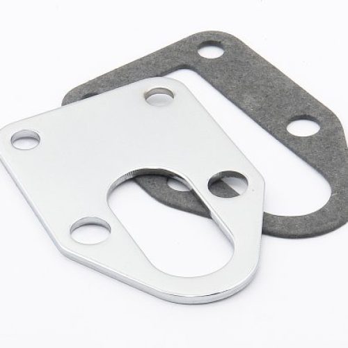 CHROME FUEL PUMP MOUNTING     PLATE. 265-400 CHEV.
