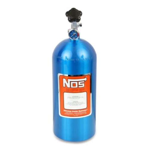 10LB NOS BOTTLE 19″ LONG      7″ DIAMETER. ELECTRIC BLUE