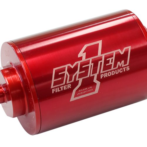 SHORT INLINE BILLET FUEL FILTRWITH 3/8 BARB FITTINGS 35 MIC