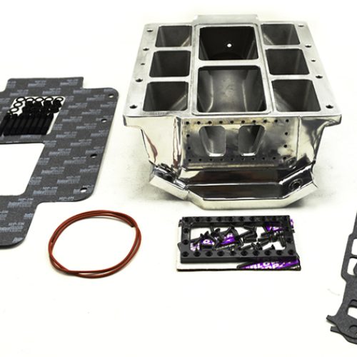 SBC BLOWER SATIN MANIFOLD     COMPETITION LARGE PORT