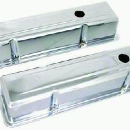CHROME STEEL VALVE COVERS SBC 283-350 3-5/8 TALL