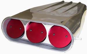 ALUM STREET HOOD SCOOP 20"LONGPOLISHED FINNED 1 OR 2 X 4BBL