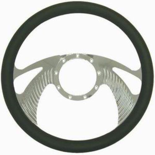 CHROME ALUMINIUM STEERINGWHEEL14, LEATHER GRIP BOOMERANG