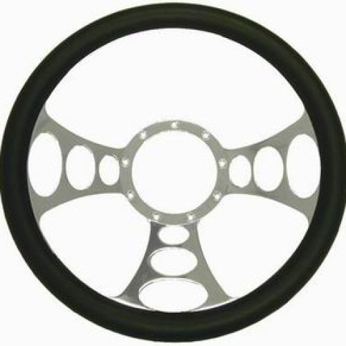 CHROME ALUMINIUM STEERINGWHEEL14, LEATHER GRIP ORBITOR