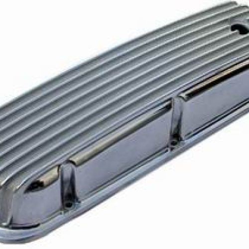 FINNED VALVE COVERS, BBC TALL POLISHED ALUMINIUM, WITH HOLES