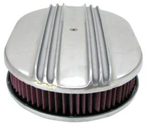 POLISHED ALLOY FINED OVAL AIR FILTER 12" x 2"