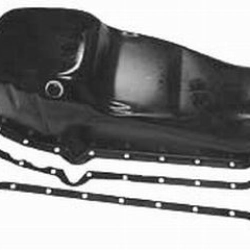 STEEL OIL PAN SBC BLACK       *NOTES* AUS PASS SIDE DIPSTICK