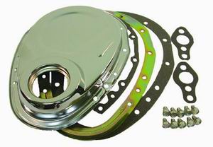 CHROME 2-PIECE TIMING COVER SBC CHEV INC GASKETS AND SEALS