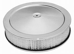 14x3" AIR CLEANER SET CHROME 5-1/8 FLAT BASE, PAPER ELEMENT