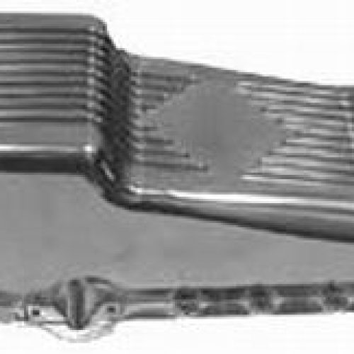 SB CHEV FINNED POLISH ALUM OILPAN 1955-79 L/SIDE D/STICK
