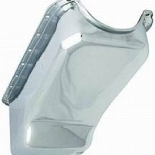 SBC OEM STYLE OIL PAN CHROME  1958-79, LH DIPSTICK