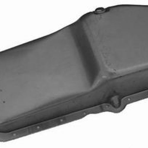 STOCK OIL PAN SBC LATE ’86 ON UNPAINTED,DRIV/SIDE DIPSTICK