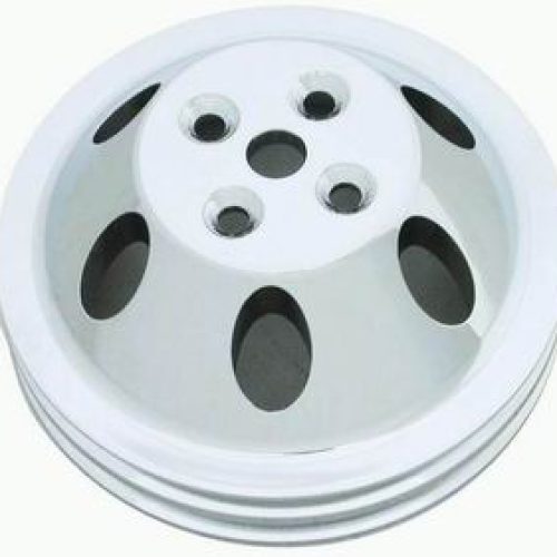 WATER PUMP PULLEYS SBC DOUBLE SHORT WATER PUMP POLISH ALUM