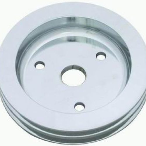 CRANKSHAFT PULLEY DOUBLE GROOVSUIT SBC POLISHED ALUM SHORT