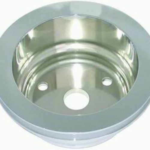 CRANKSHAFT PULLEY SINGLE GROOVSUIT SBC POLISHED ALUM LONG
