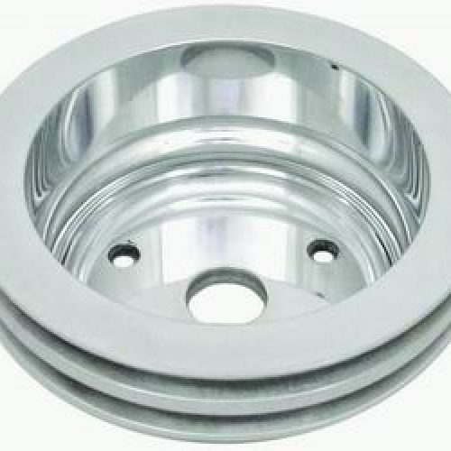 CRANKSHAFT PULLEY DOUBLE GROOVSUIT SBC POLISHED ALUM LONG
