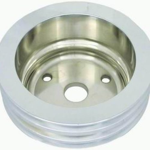 CRANKSHAFT PULLEY TRIPLE GROOVSUIT SBC POLISHED ALUM LONG