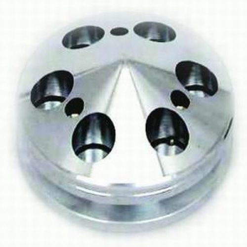 SBC 1V ALTERNATOR PULLEY,     POLISHED ALUMINIUM W/ NOSE COV