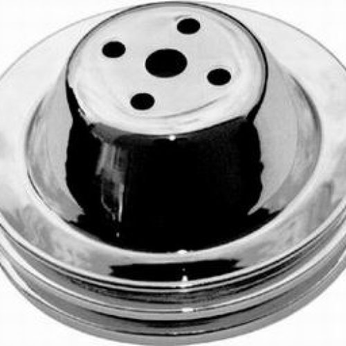 WATER PUMP PULLEY SBC DOUBLE  SHORT WATER PUMP CHROME STEEL