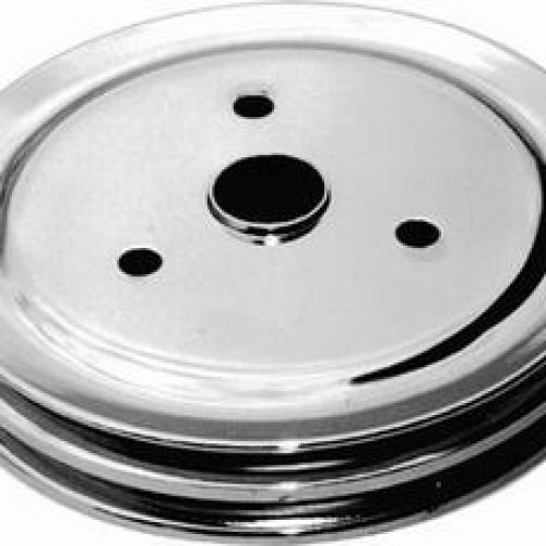 CRANKSHAFT PULLEY CHROME STEELSUIT SBC DOUBLE GROOVE SHORT