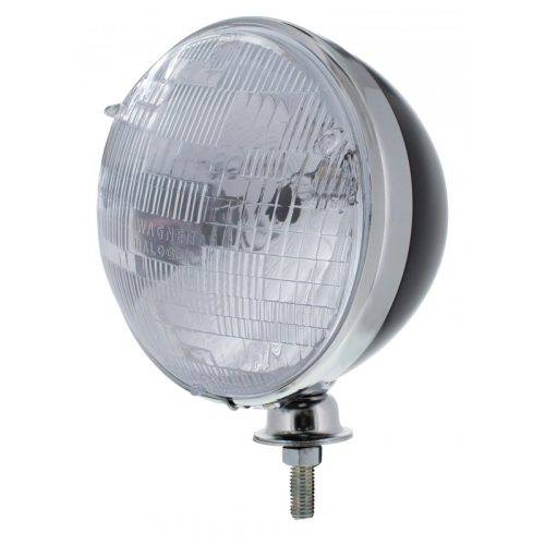 *BLACK* 7″ DIETZ HEADLIGHTS   PR WITH  HALOGEN SEALED BEAM