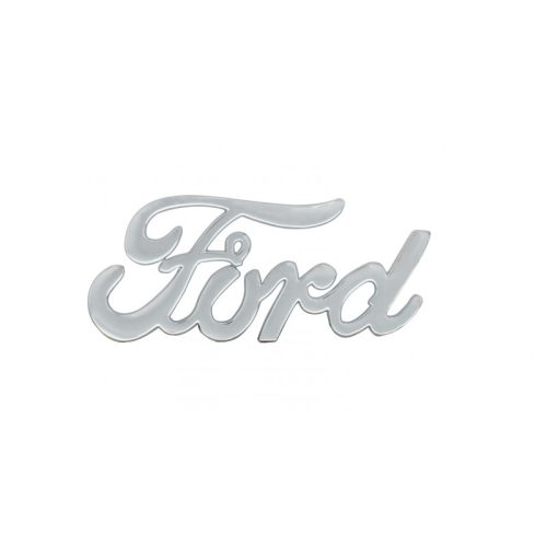 CHROME FORD SCRIPT EMBLEM     C/W STUD MOUNTS & CLIPS DIECAS