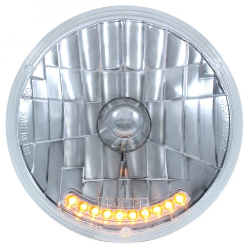 7″ CRYSTAL HEADLIGHT INSERT   W/ 10 AMBER LED TURN SIGNAL