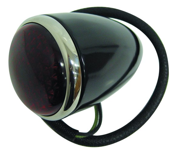1937 DELUXE TAIL LAMP -RHS BLACK/STAINLESS EA RED LENS