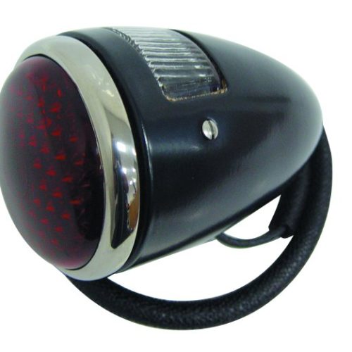 1937 DELUXE TAIL LAMP -LHS BLACK/STAINLESS EA RED LENS