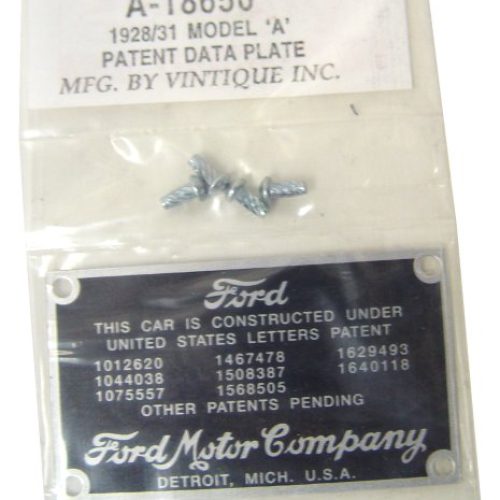 1928/31 FIREWALL PATENT PLATE FOMOCO DIE STAMPED INCL RIVETS
