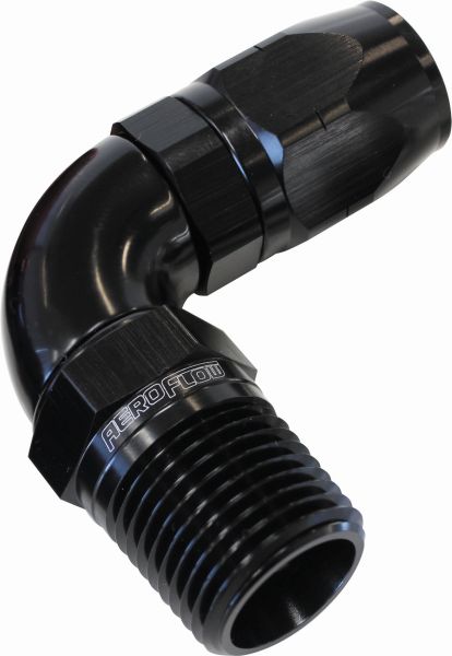 Male 1/4 NPT 90 Deg to -8 HoseBLACK FULL FLOW BILLET 1 PIECE - Image 2