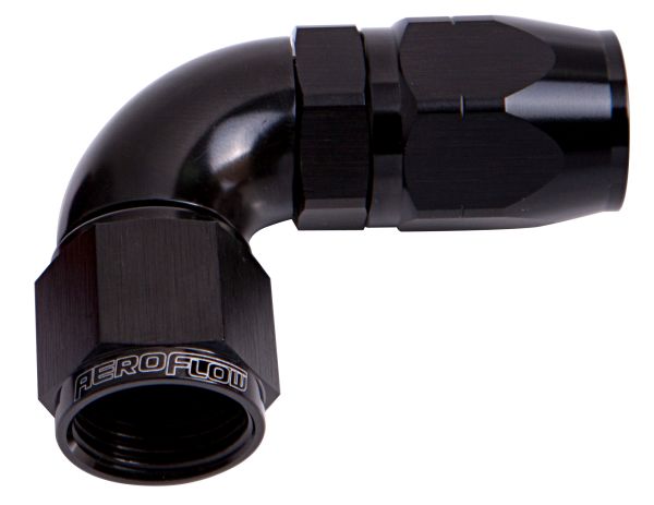 ALLOY 90 DEG HOSE END -8AN BLACK CUTTER STYLE FULL SWIVEL - Image 2