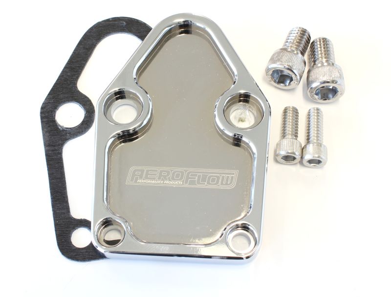 BILLET FUEL PUMP BLOCK OFF PLATE CHROME SUITS SBC - Image 2
