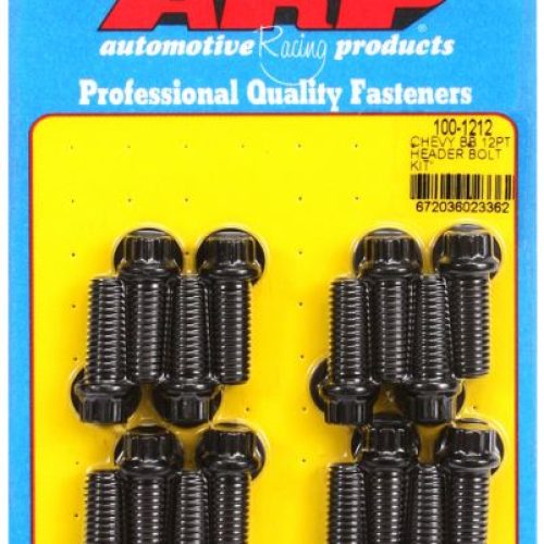 BB CHEV FORD HEADER BOLTS BLK 12PT 3/8 UNC 16 PCS, 1.00″ UHL