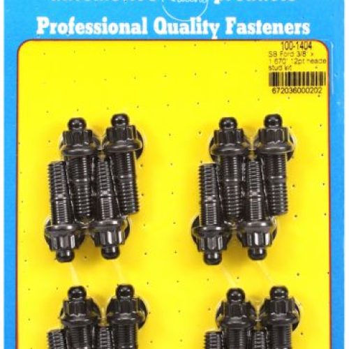 SB BB FORD HEADER STUD KIT BLK12PT 3/8 UNC 16 PCS 1.670″ OAL
