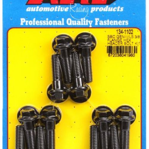 LS CHEV HEADER BOLT KIT BLK HEX 3/8″ WIDE HEAD FLANGE