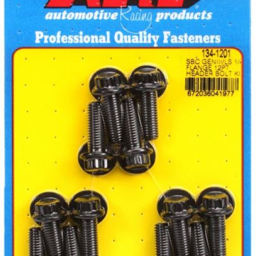 LS CHEV HEADER BOLT KIT BLK 12PT 1/4″ WIDE HEAD FLANGE