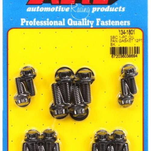 SB CHEV OIL PAN BOLTS BLK 12PTSUIT 1 PCE RUBBER GASKET