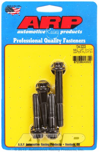 SB CHEV 350 SHORT WATER PUMP BOLTS BLK 12PT