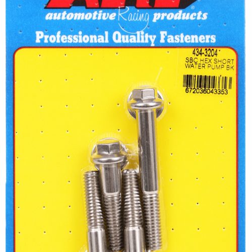 SBC W/PUMP BOLTS SS HEX SHORT WATER PUMP, STAINLESS