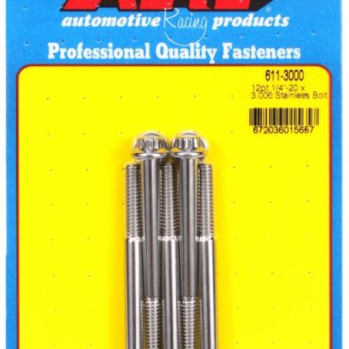 SS 12PT BOLTS 1/4″ UNC x 3.00″5/16″ WRENCH (5-PACK) 1/4-20