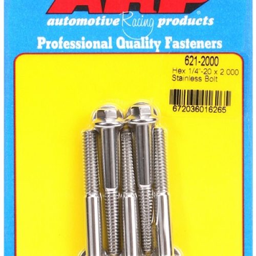 SS HEX BOLTS 1/4″ UNC x 2.00″ 5/16″ WRENCH (5-PACK) 1/4-20