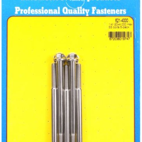 SS HEX BOLTS 1/4″ UNC x 4.00″ 5/16″ WRENCH (5-PACK) 1/4-20