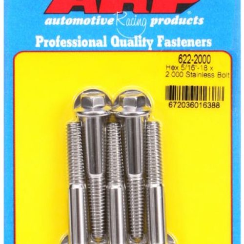 SS HEX BOLTS 5/16″ UNC x 2.00″3/8″ WRENCH (5-PACK) 5/16-18