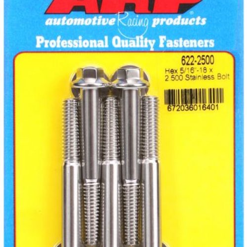 SS HEX BOLTS 5/16″ UNC x 2.50″3/8″ WRENCH (5-PACK) 5/16-18