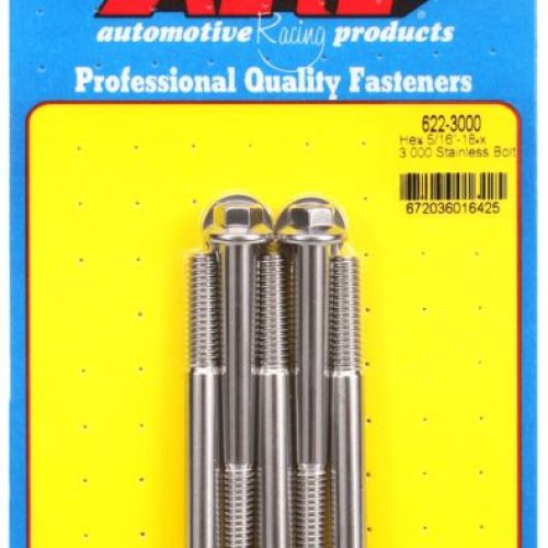 SS HEX BOLTS 5/16″ UNC x 3.00″3/8″ WRENCH (5-PACK) 5/16-18
