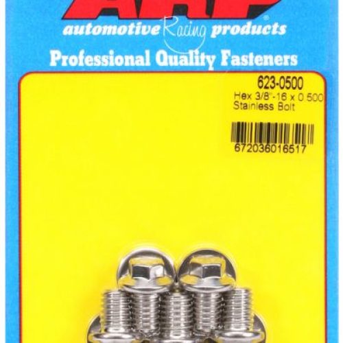 SS HEX BOLTS 3/8″ UNC x .500″ 3/8″ WRENCH (5-PACK) 3/8-16